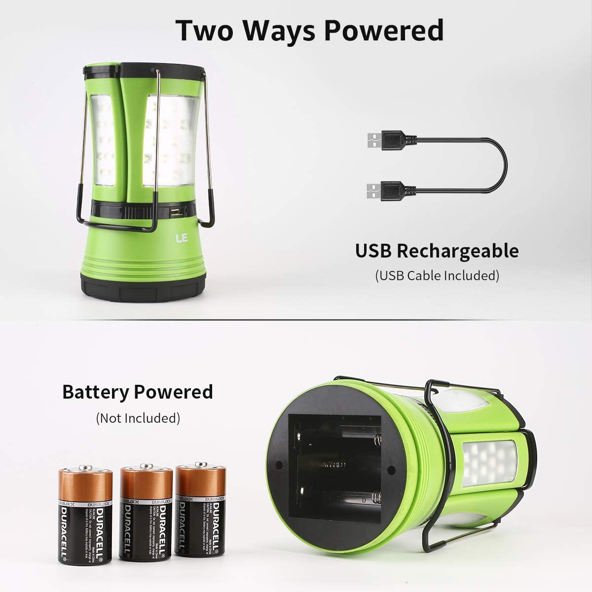 LE LED Camping Lantern Rechargeable, 600LM, Detachable Flashlight, Perfect...