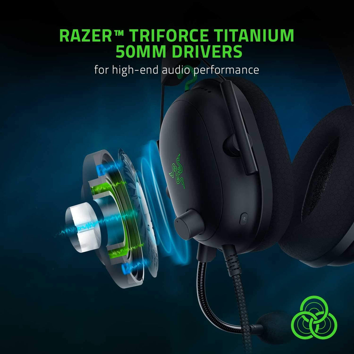 Razer BlackShark V2 Gaming Headset: THX 7.1 Spatial Headset, Classic Black