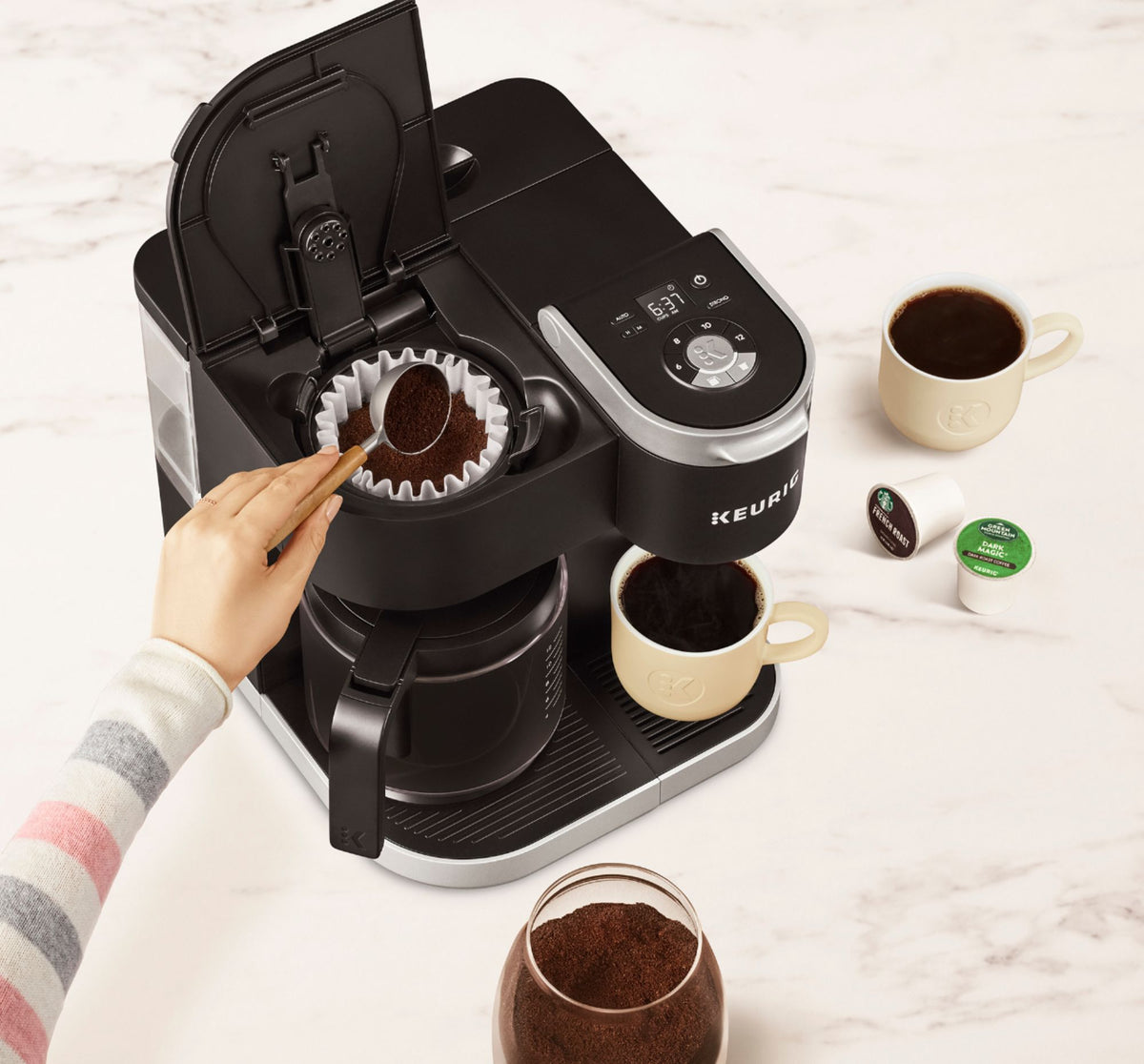 Keurig - K-Duo 12-Cup Coffee Maker and Single Serve K-Cup Brewer - Black
