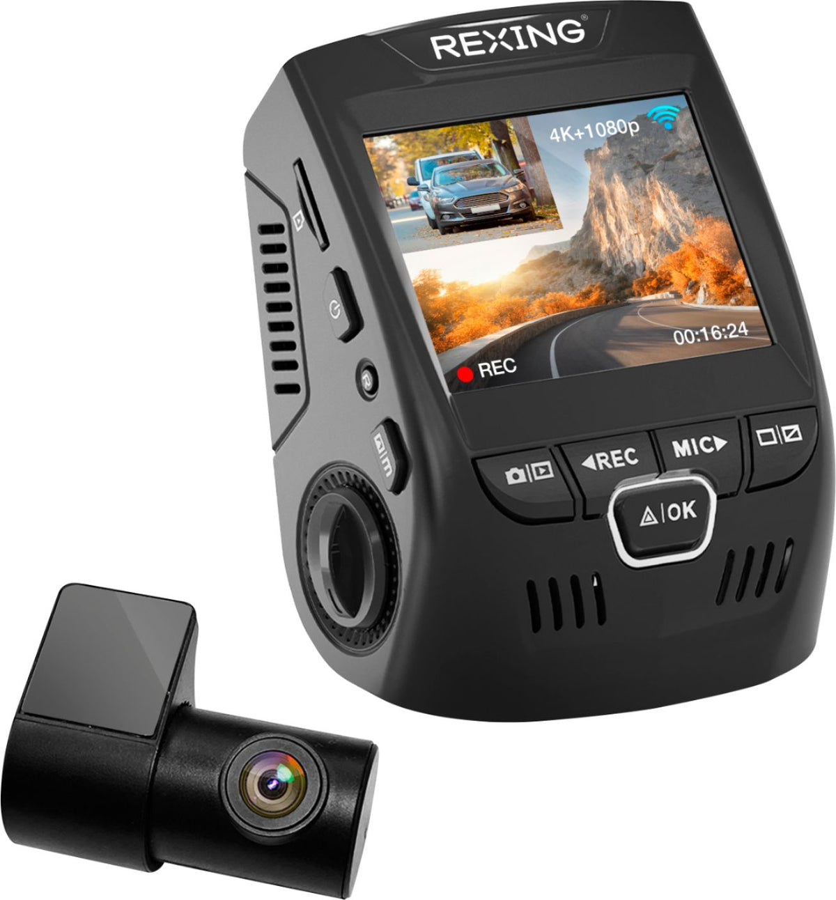 Rexing - V1P Plus 4K UHD Front and Rear Dash Cam with Wi-Fi - Black