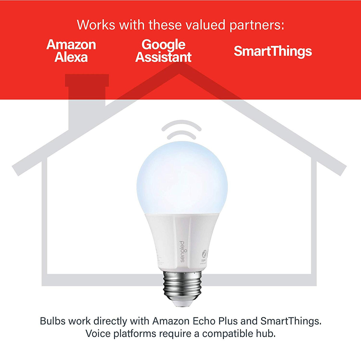 Sengled Smart LED Daylight A19 Bulb, Hub Required, 5000K 60W Equivalent,...