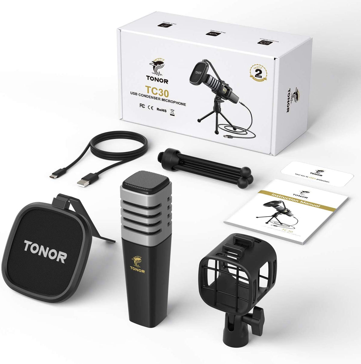 USB Microphone, TONOR Condenser Computer PC Mic with Tripod Stand, Pop...