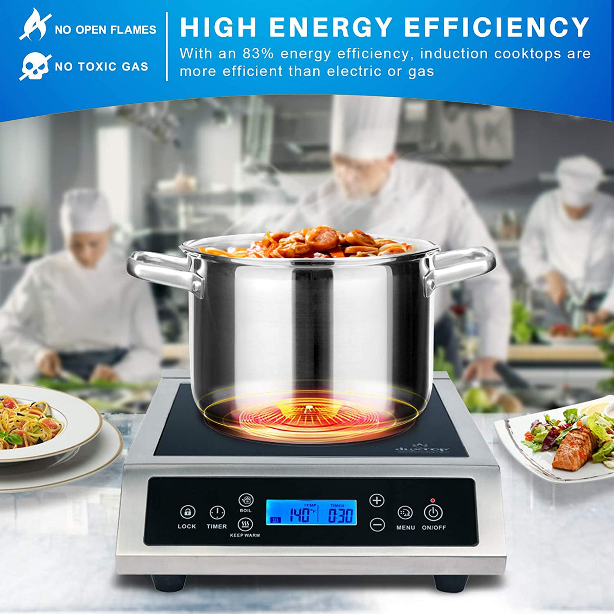 Duxtop Professional Portable Induction Cooktop, Commercial Range Silver/Black