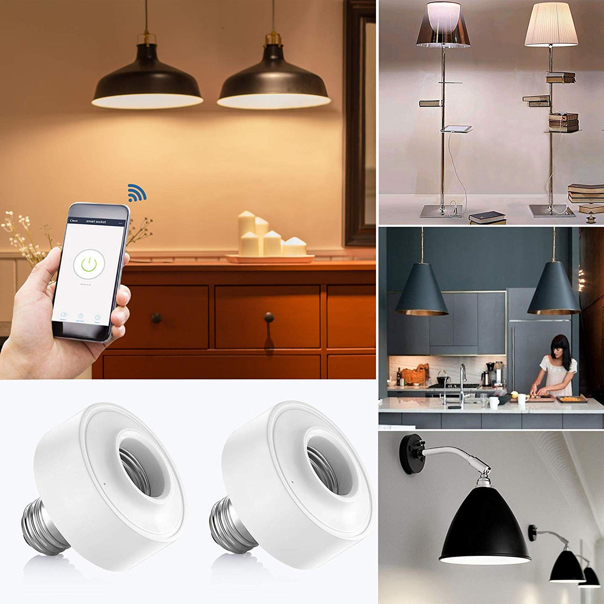 LoraTap Smart WiFi Bulb Socket E26 2 Pack Wi-Fi LED Light Lamp Timer Holder...