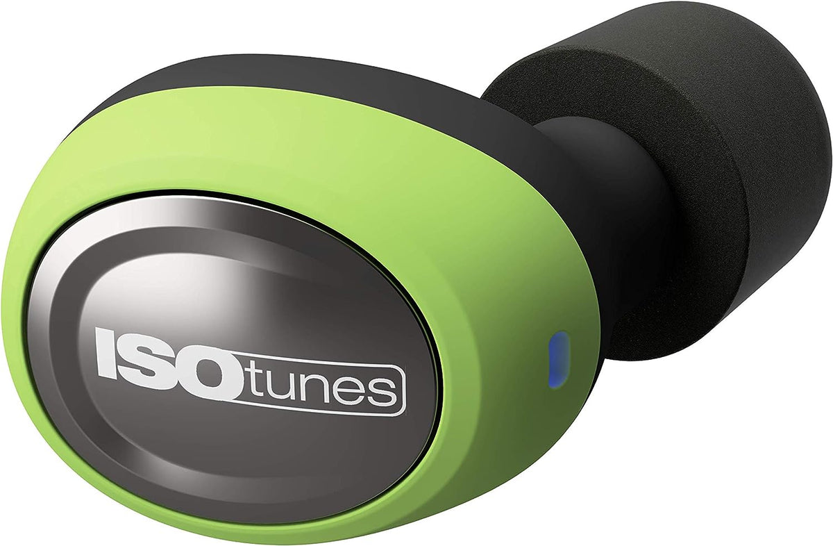 ISOtunes Free True Wireless Earplug Earbuds, 22 dB One Size, Safety Green