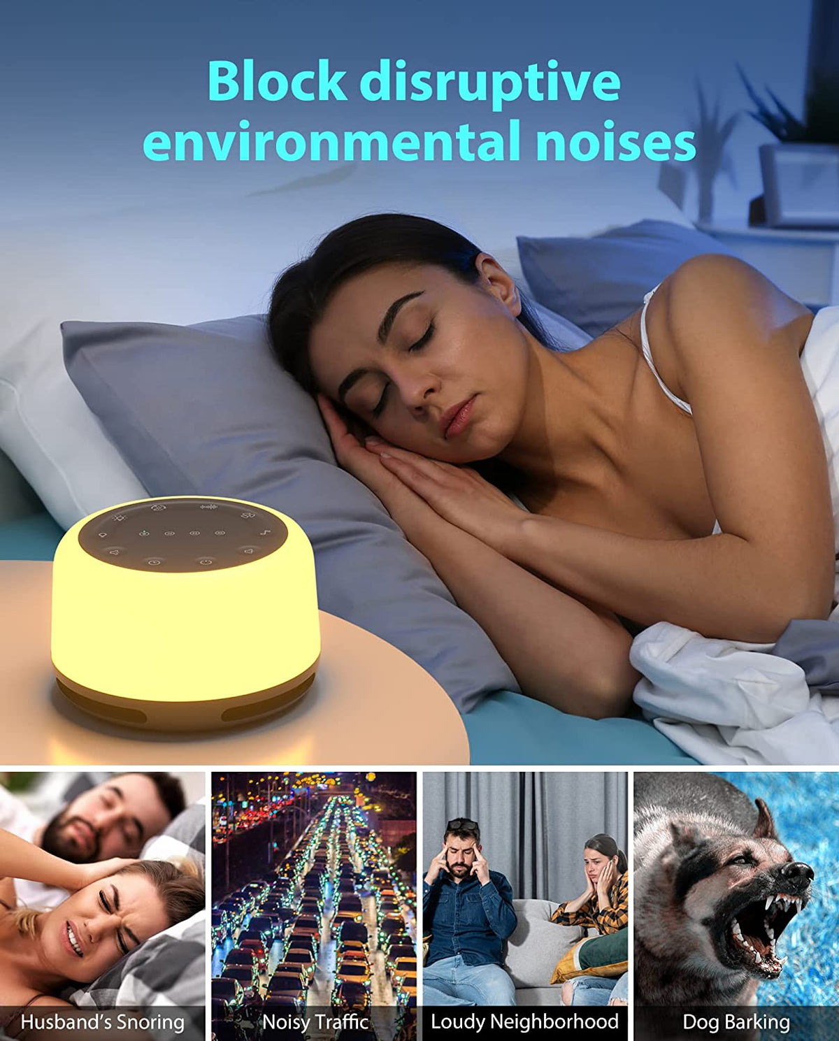 Anescra Sound Machine for Baby Adults 1 Count (Pack of 1), White-night Light