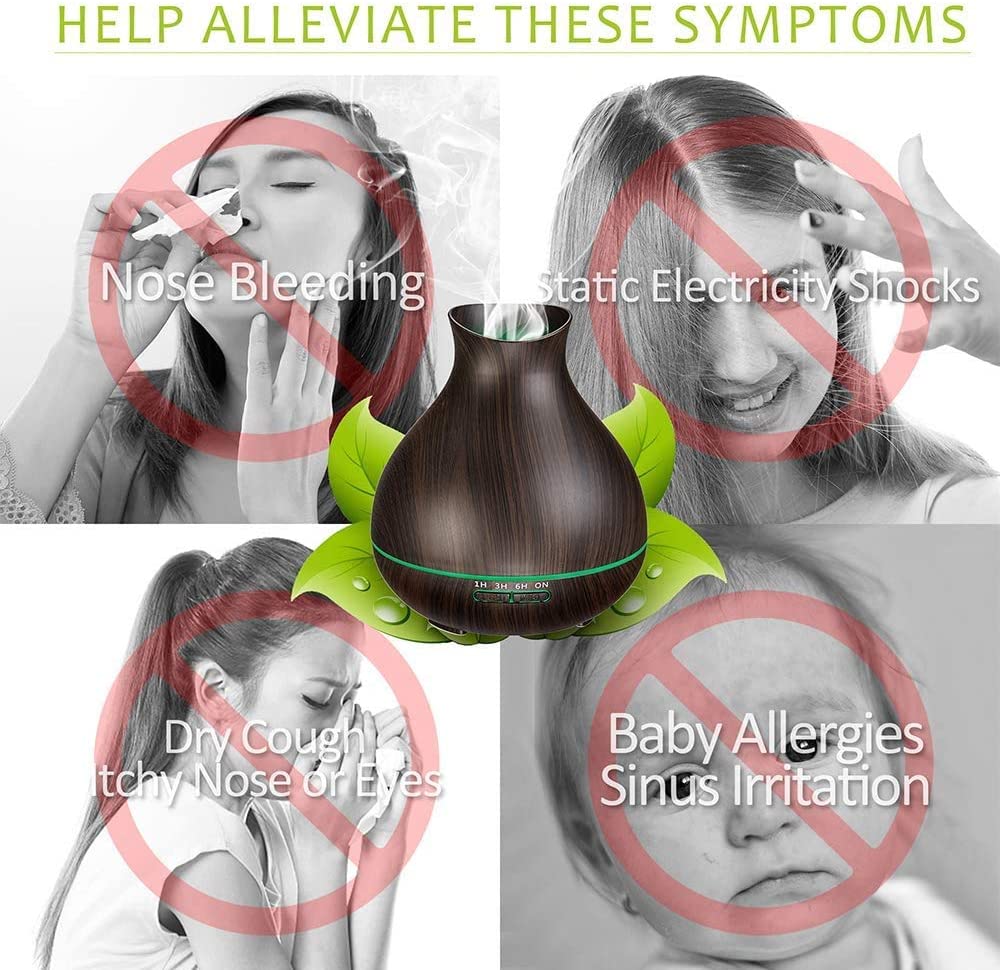 Aromatherapy Essential Oil Diffuser Humidifier 550ml 12 Hours High Dark Brown