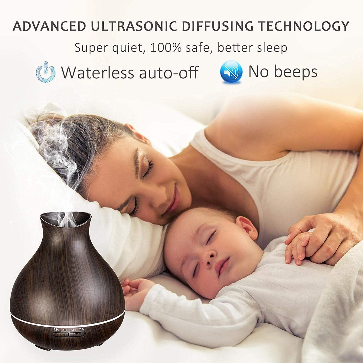 Aromatherapy Essential Oil Diffuser Humidifier 550ml 12 Hours High Dark Brown