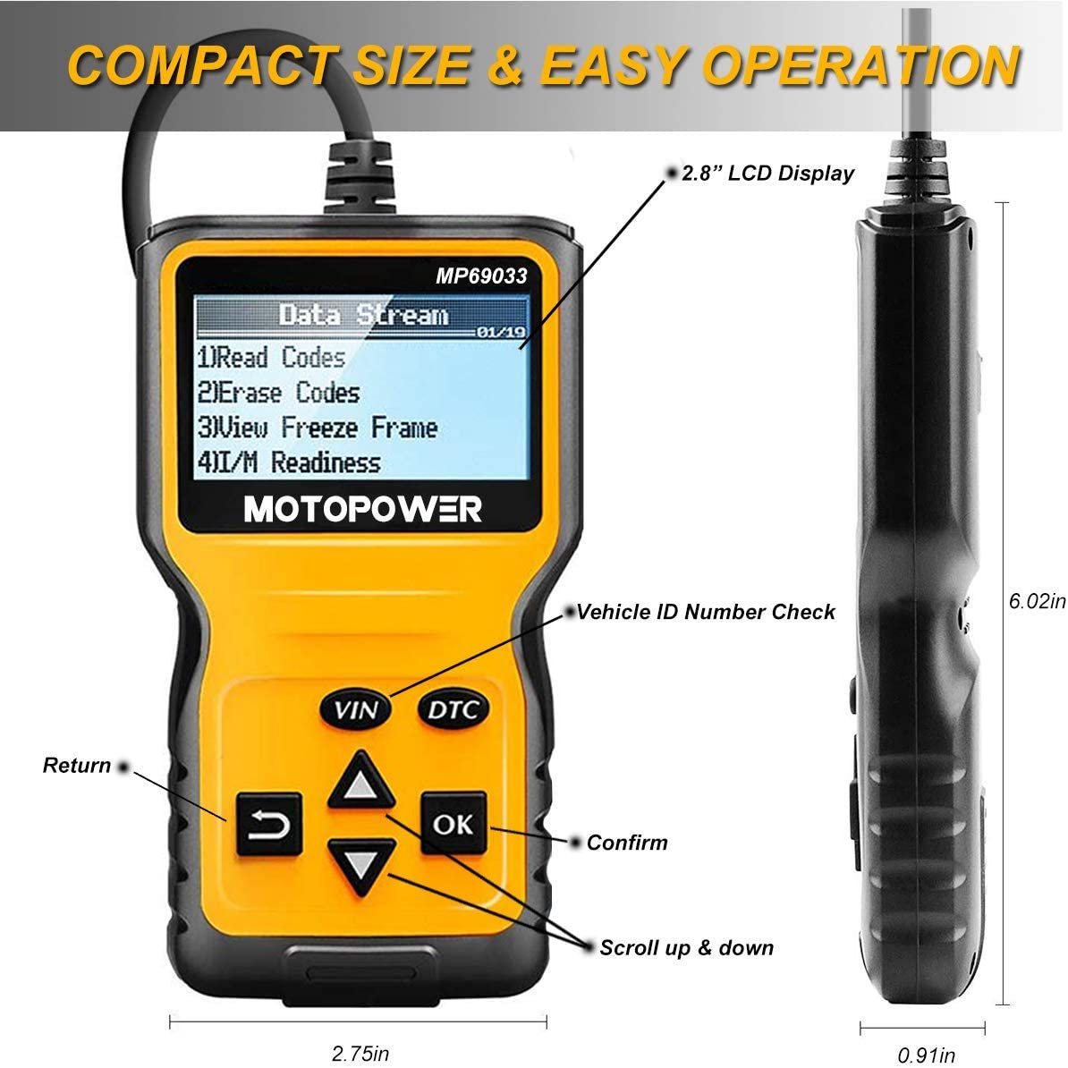 MOTOPOWER MP69033 Car OBD2 Scanner Code Reader Engine Fault Reader...