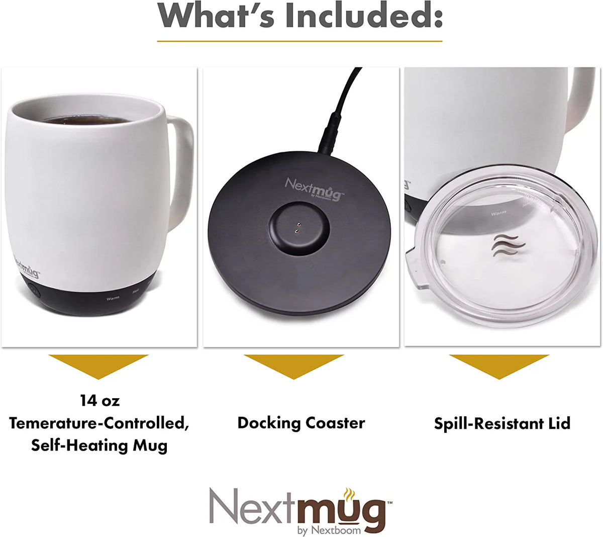 Nextmug - Temperature-Controlled, Self-Heating Coffee Mug (Ivory - 14 Ivory