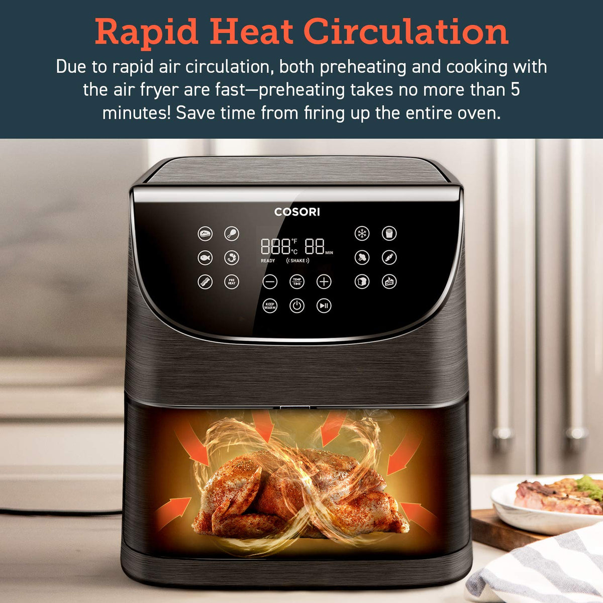 COSORI Air Fryer(100 Free Recipes Book), 1500-Watt Programmable 3.7QT, Black