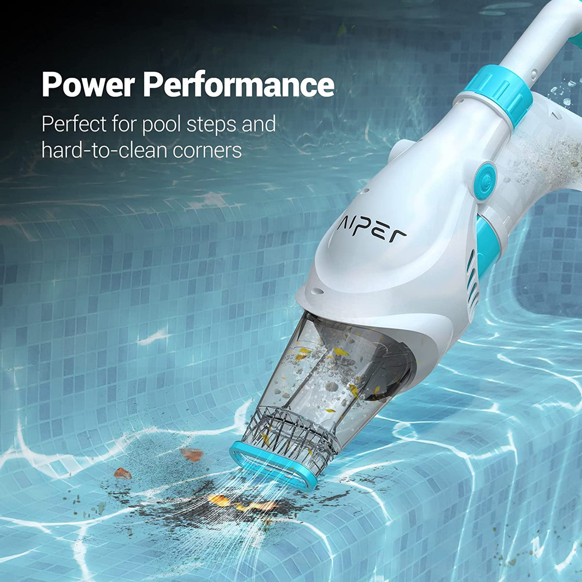 (2023 Upgraded) AIPER Cordless Pool Vacuum, Handheld Rechargeable White
