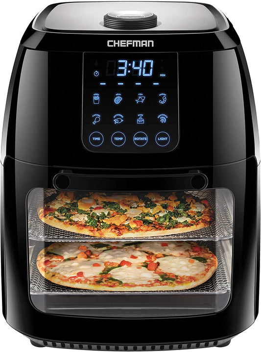 Chefman 6.3-Qt 4-In-1 Digital Air Fryer+, Rotisserie, 6.3 QT, Black - 6 Quart