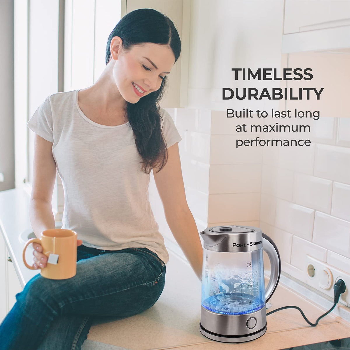 Pohl Schmitt 1.7L Electric Kettle with Upgraded Stainless Steel Silver