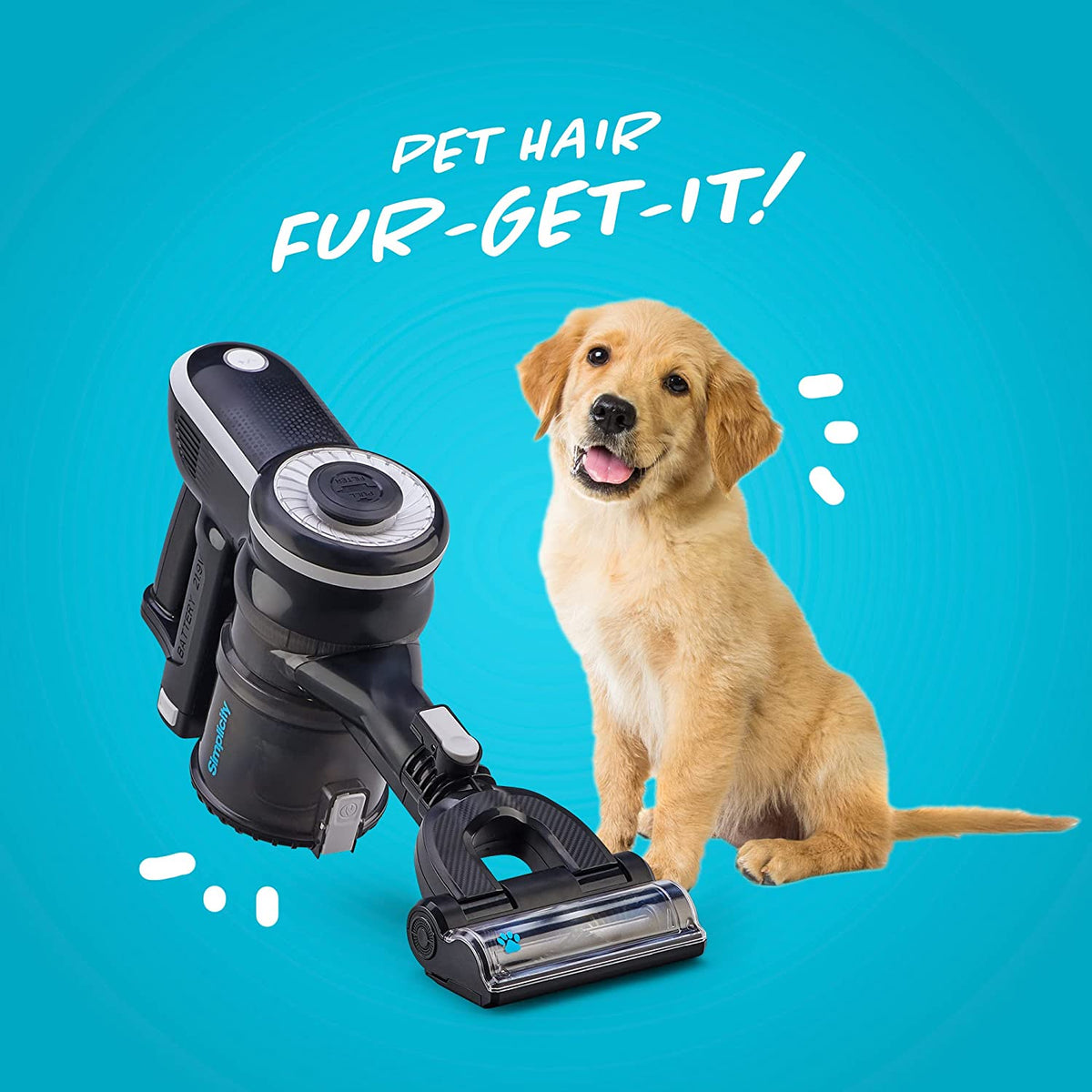 Simplicity S65D Cordless Vacuum Cleaner Pet Hair Deluxe, Lightweight Black