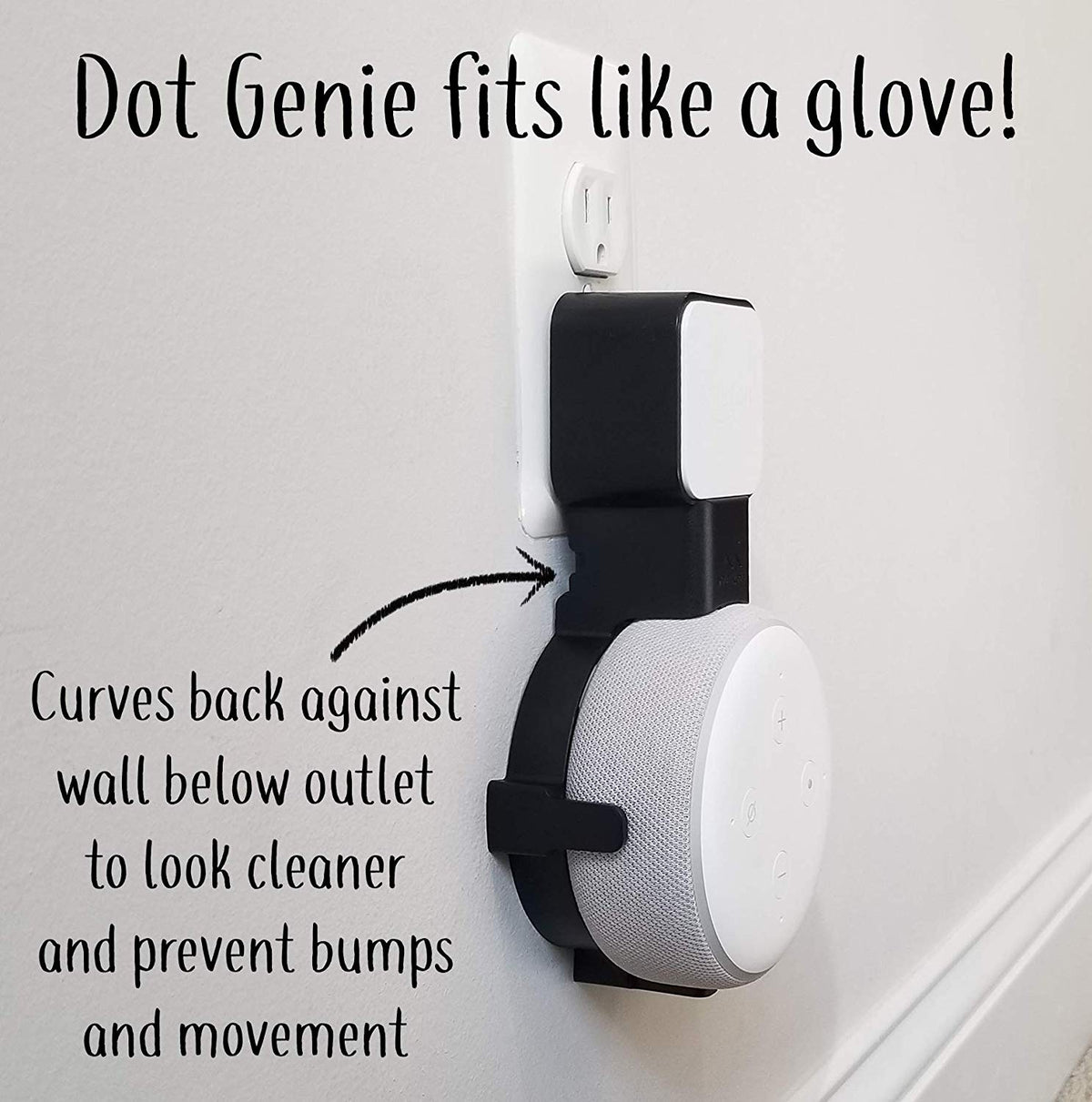 Dot Genie Echo Wall Mount | The Original Outlet Hanger | 1-Pack, Black