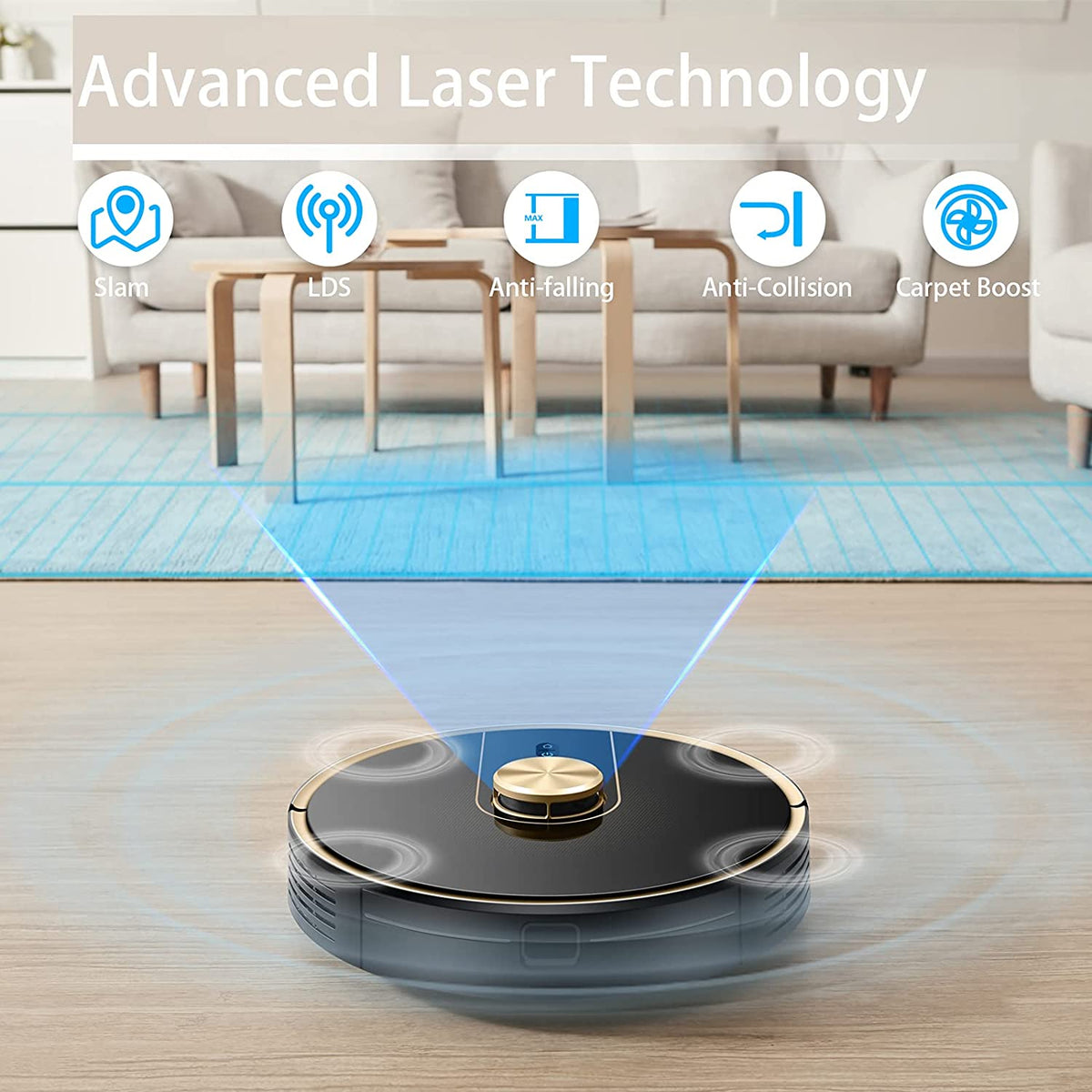 Uoni V980Plus Robot Vacuum Cleaner with Self-Emptying Black With Emptying Bin