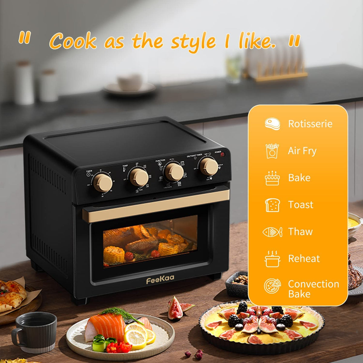 Feekaa Air Fryer Toaster Oven XL 21 QT Large Black