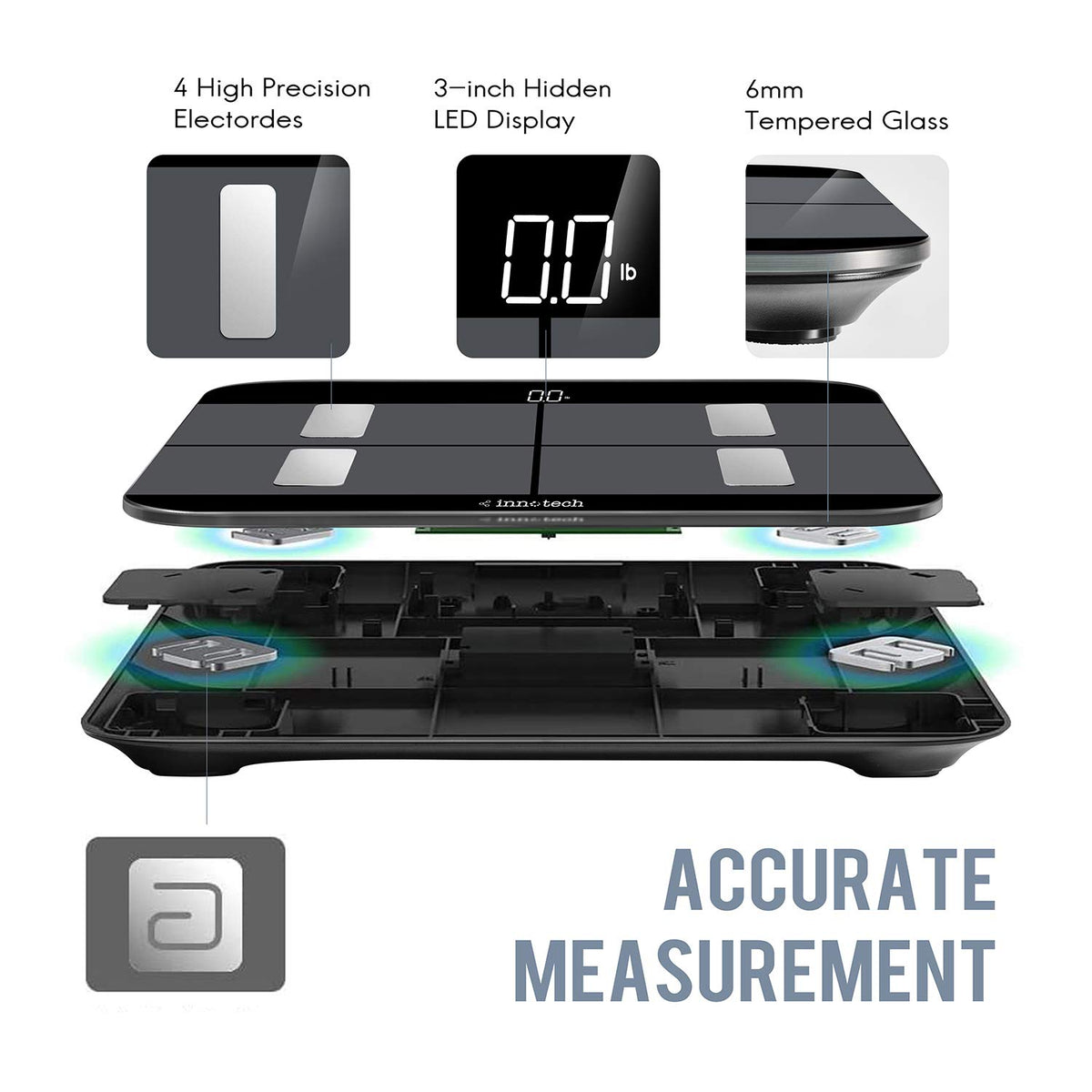 Innotech Body Fat Scale Smart Bluetooth Digital Bathroom Scales for Weight...