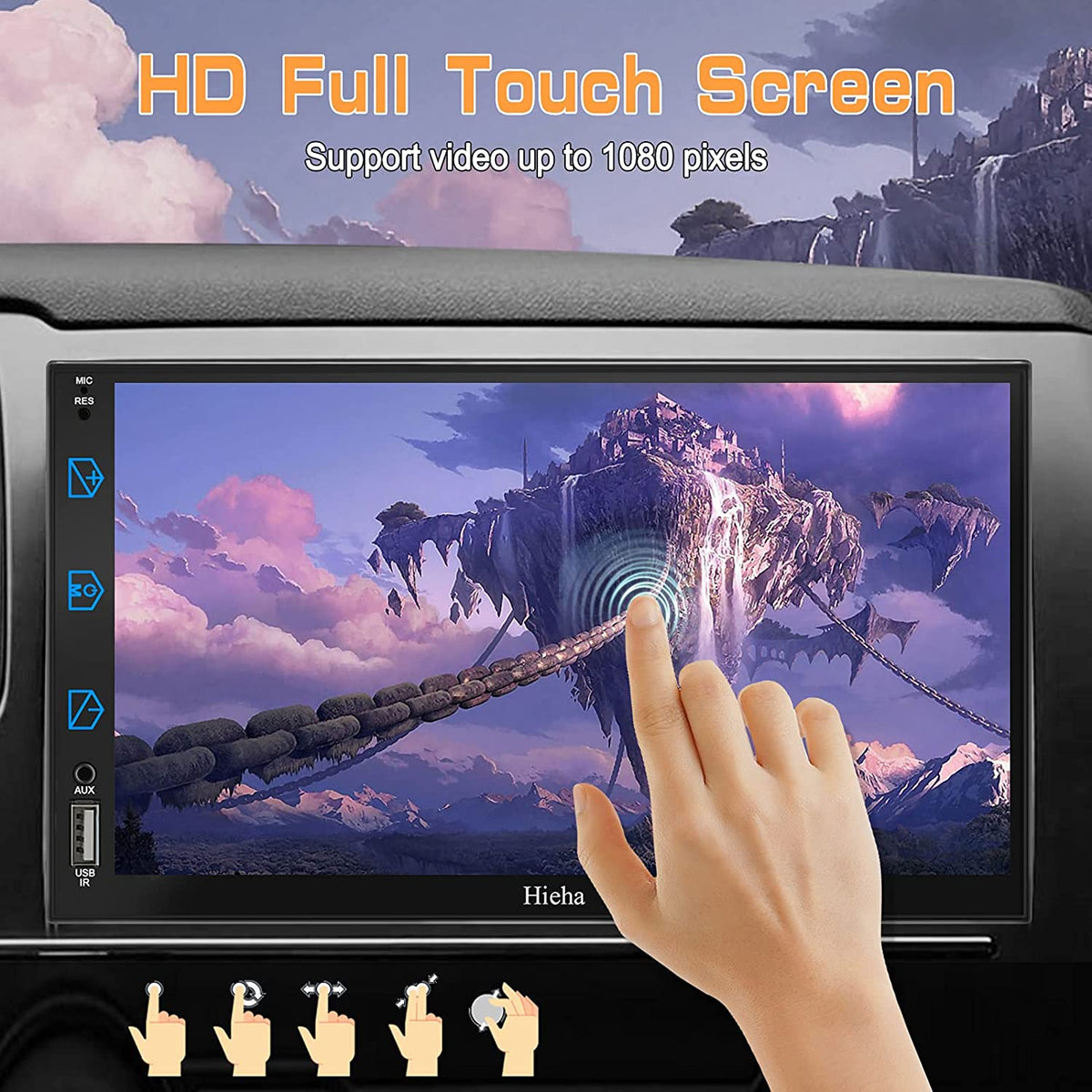 Car Stereo Compatible with Apple Carplay & Android Auto, Hieha 7 Inch Black