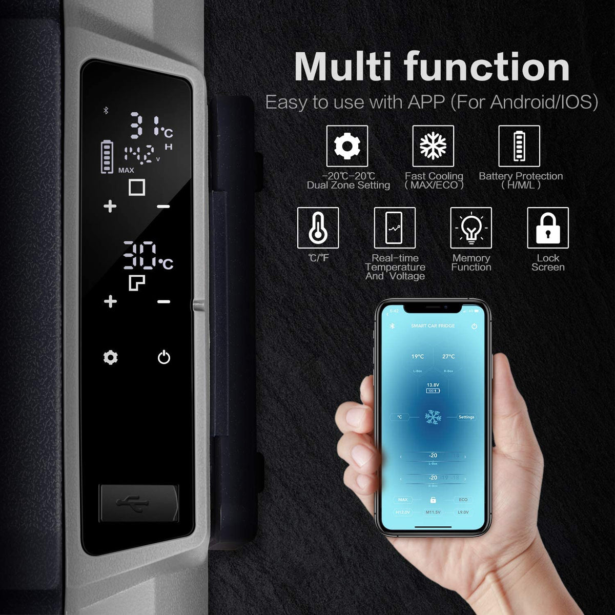 BODEGA 12 Volt Refrigerator, Portable Freezer, Car 50L, T 53 Quart (50L)