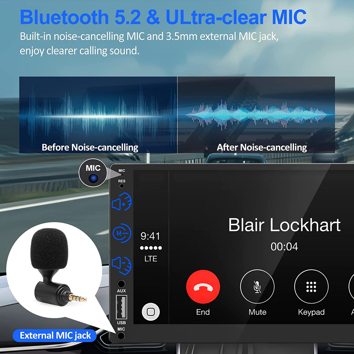Double Din Car Stereo Compatible with Apple Carplay & Android Auto,7 Black