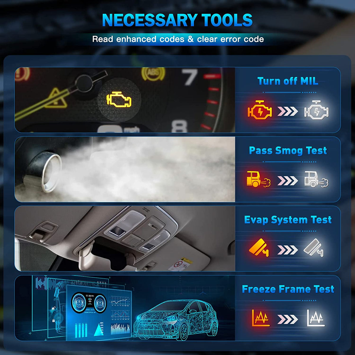NEXAS Upgraded NL101 OBD2 Scanner Battery Test 2-in-1 Check Engine Car Fault...