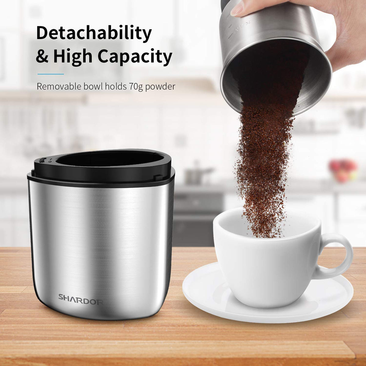 SHARDOR Electric Coffee Bean Grinder, Spice 1 CG715S, sliver
