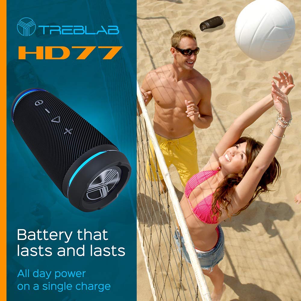 TREBLAB HD77 - Ultra Premium Bluetooth Speaker - Loud 360° HD Surround Black