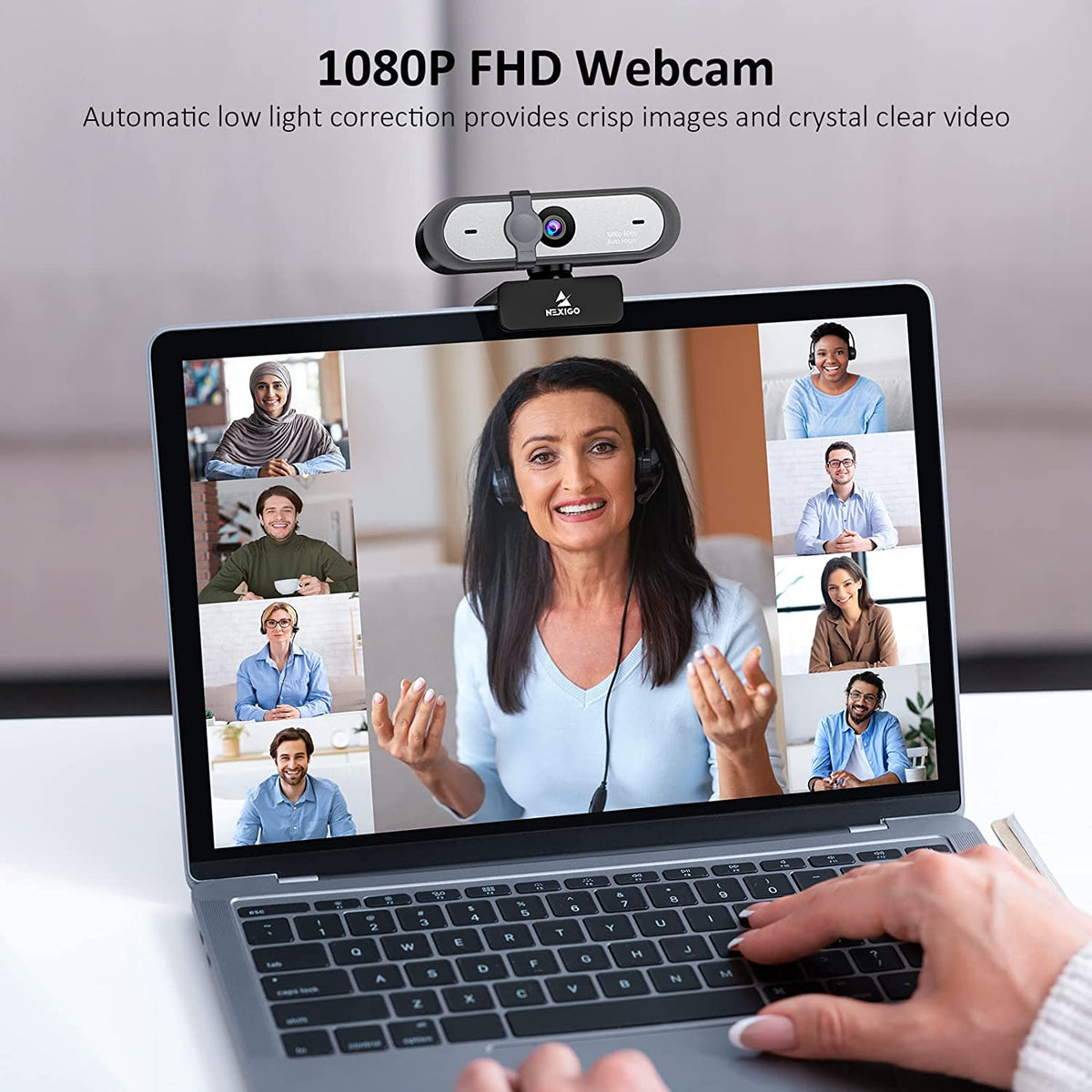 NexiGo N660P 1080P 60FPS Webcam with Software Control, Dual Microphone Black