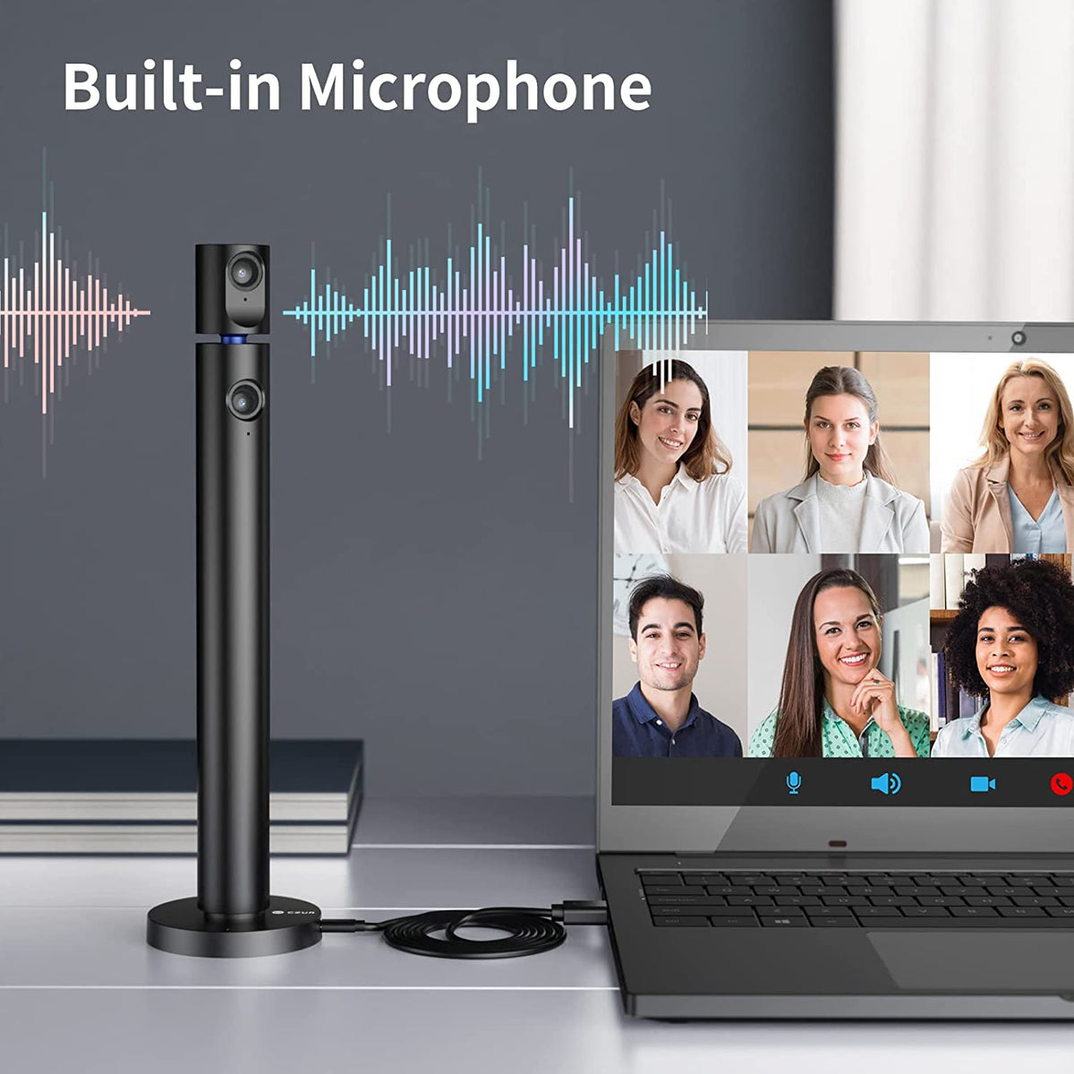 CZUR Halo Streaming Dual Webcam, Professional USB Web Camera 1080P with M