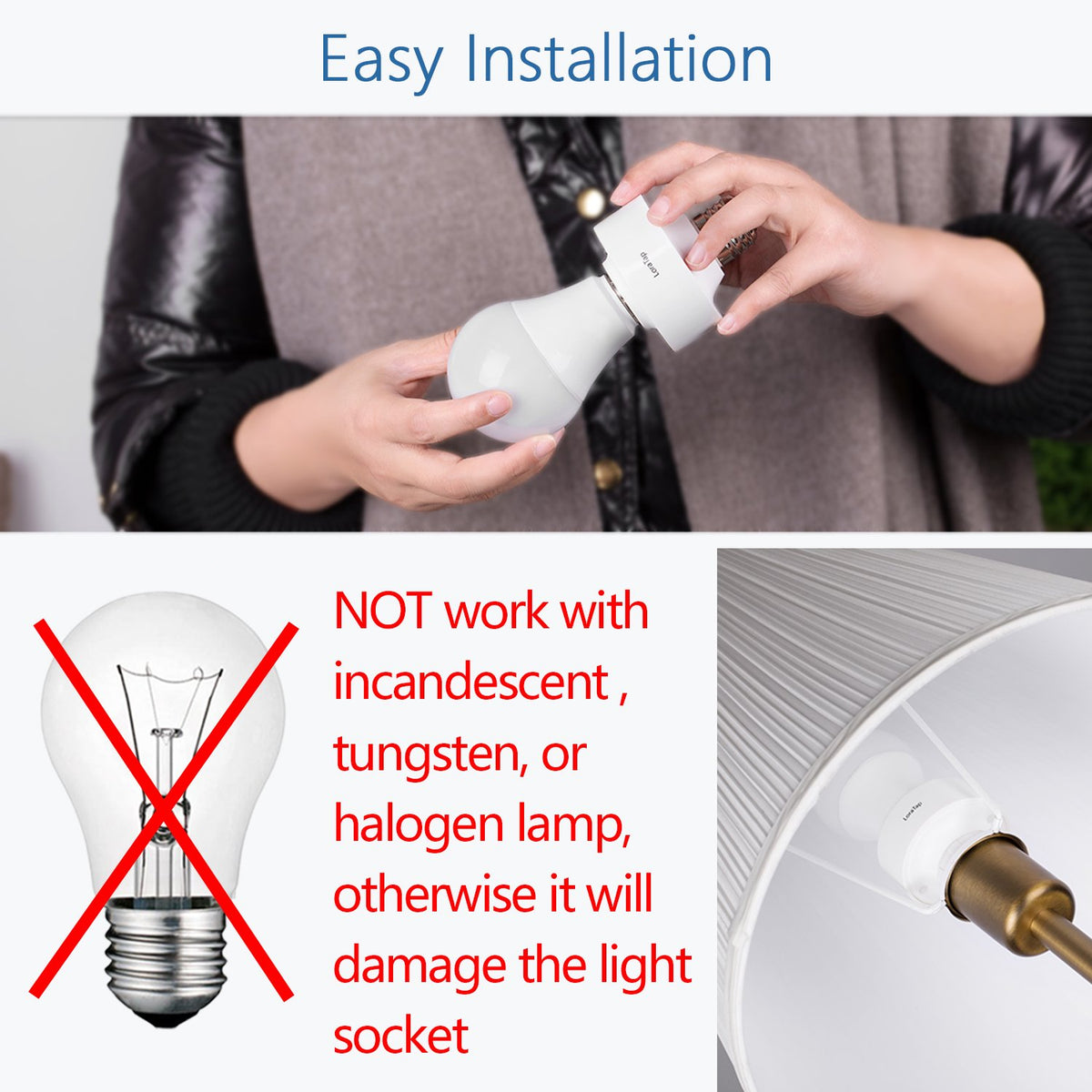 LoraTap Smart WiFi Bulb Socket E26 2 Pack Wi-Fi LED Light Lamp Timer Holder...