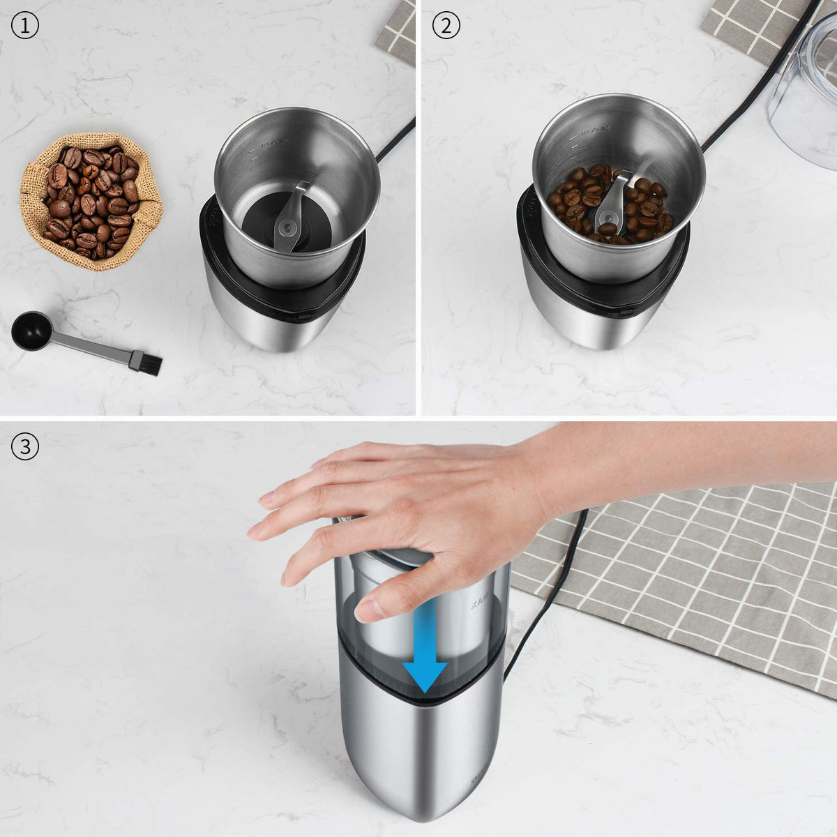 SHARDOR Electric Coffee Bean Grinder, Spice 1 CG715S, sliver