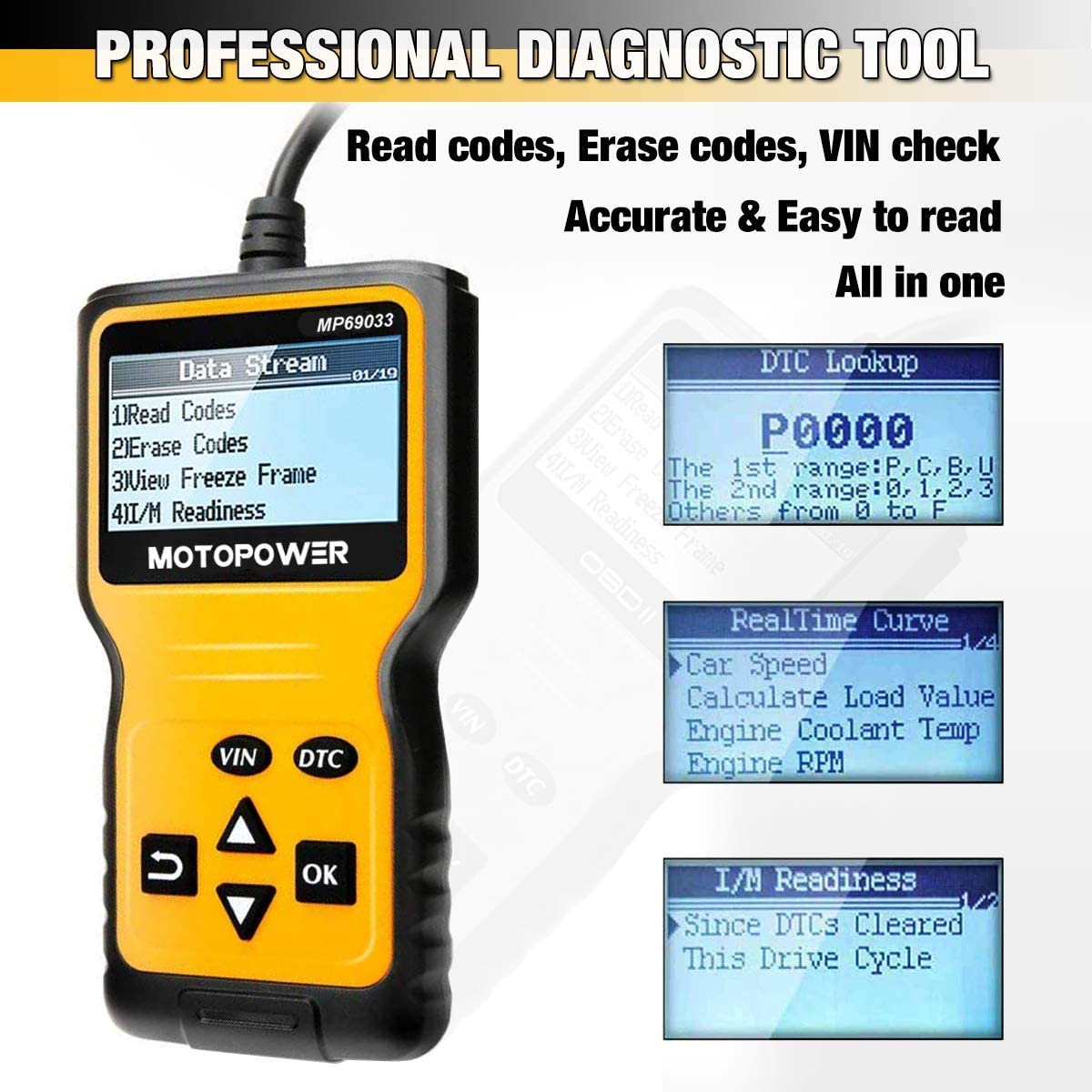MOTOPOWER MP69033 Car OBD2 Scanner Code Reader Engine Fault Reader...