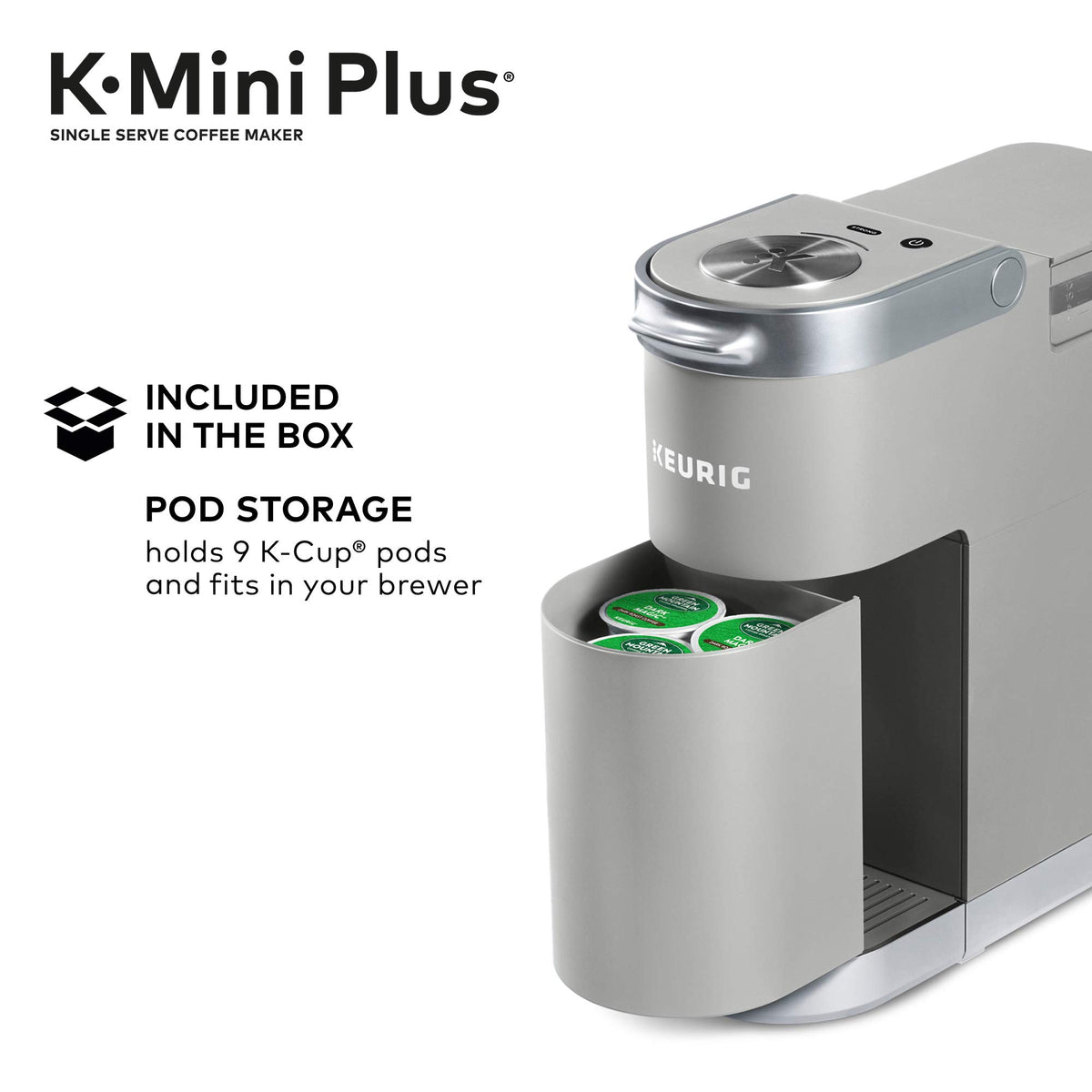 Comes With 6 to 12 oz. Brew Size, K-Cup Pod Storage, and Travel Mug Friendly, Studio Gray