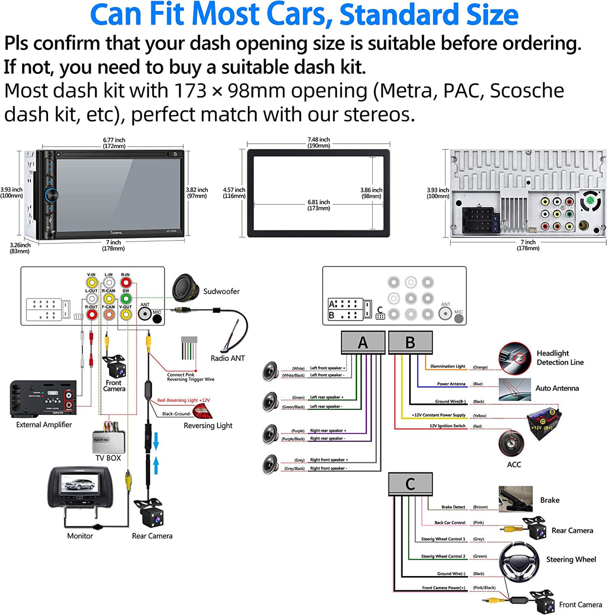Double Din Car Stereo Compatible with Voice Control Apple Carplay - 7 Inch...