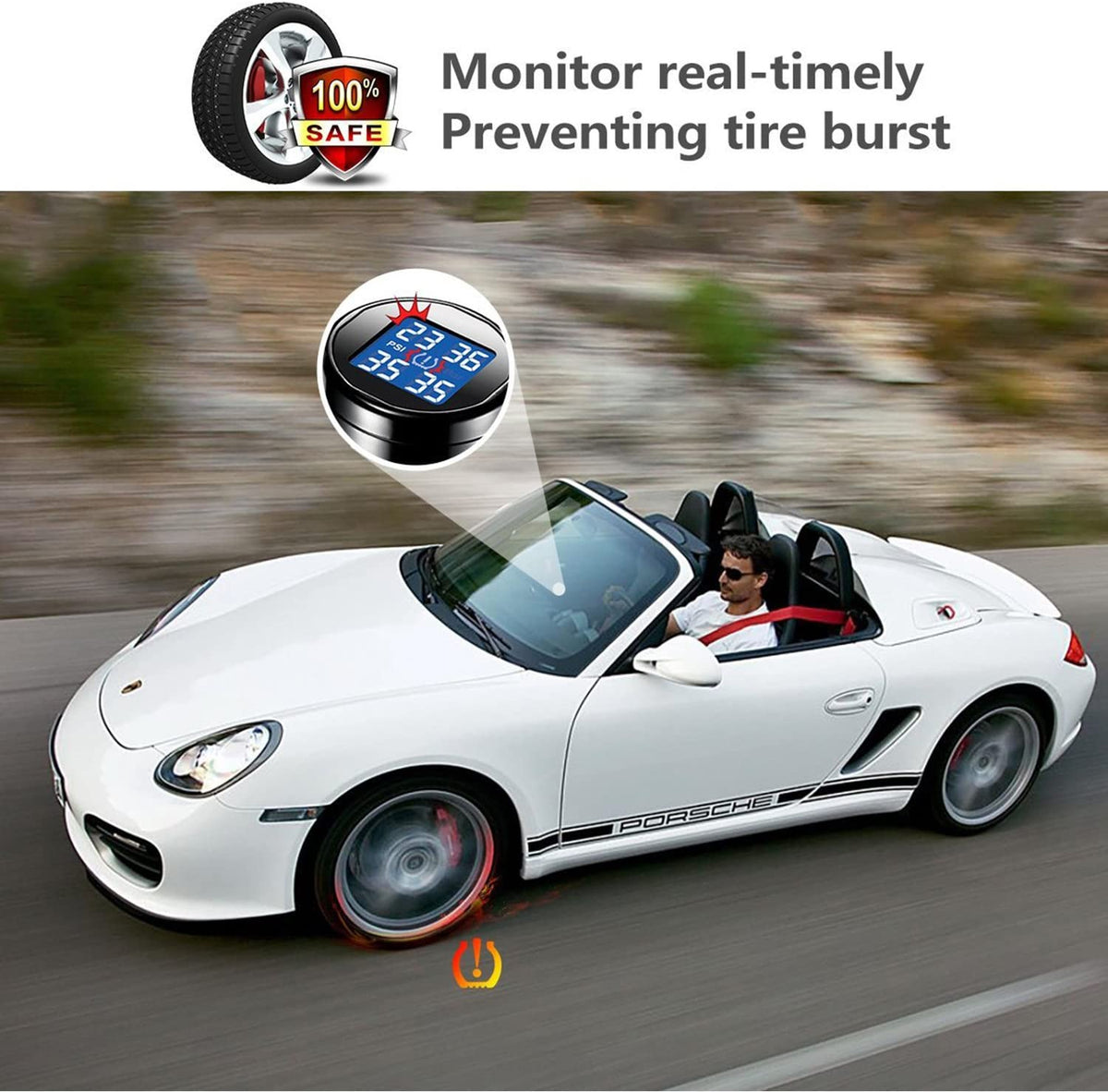 VESAFE Wireless Tire Pressure Monitoring System (TPMS) for round display