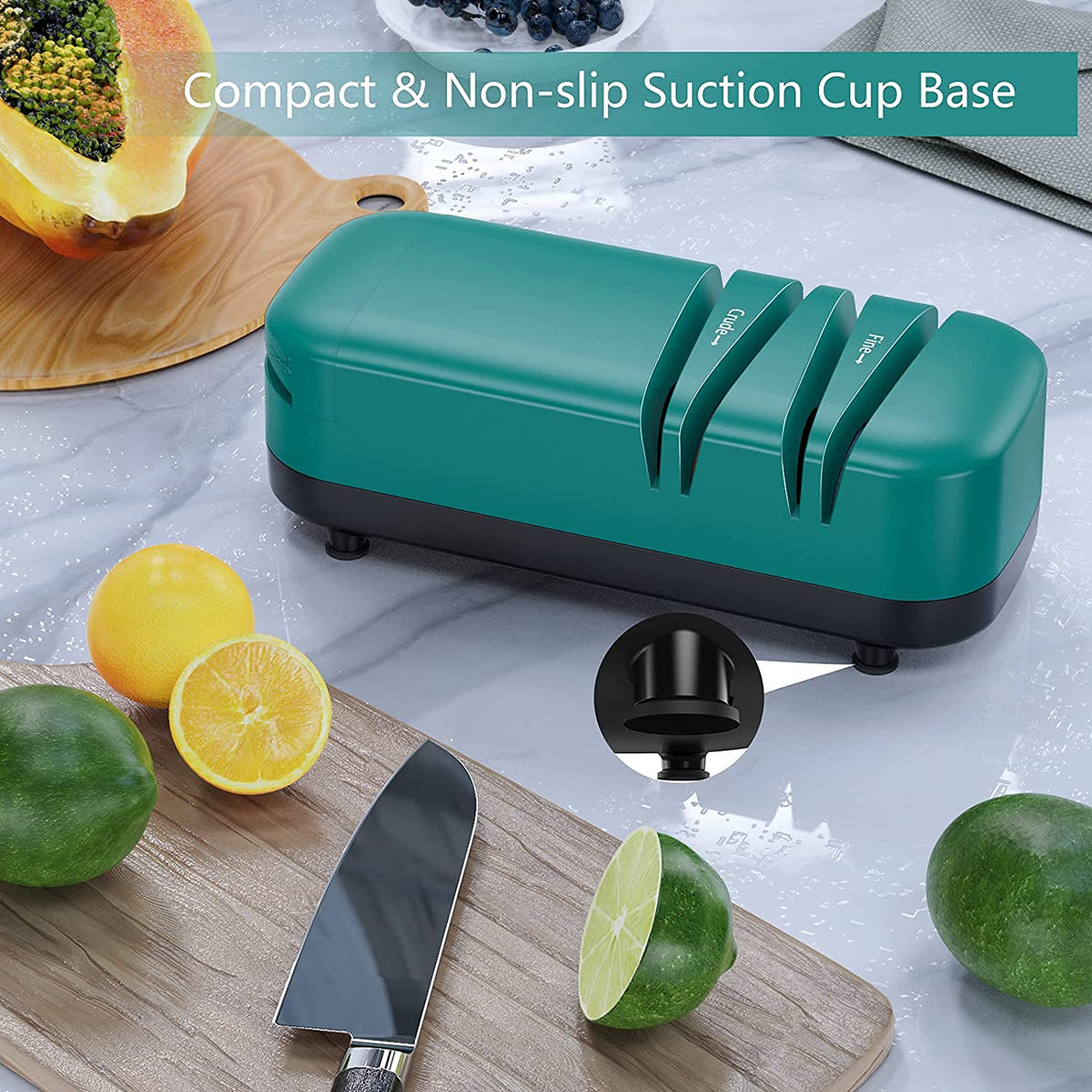 Kitchen Knife Sharpener for Straight Knives Scissors, Electric Green