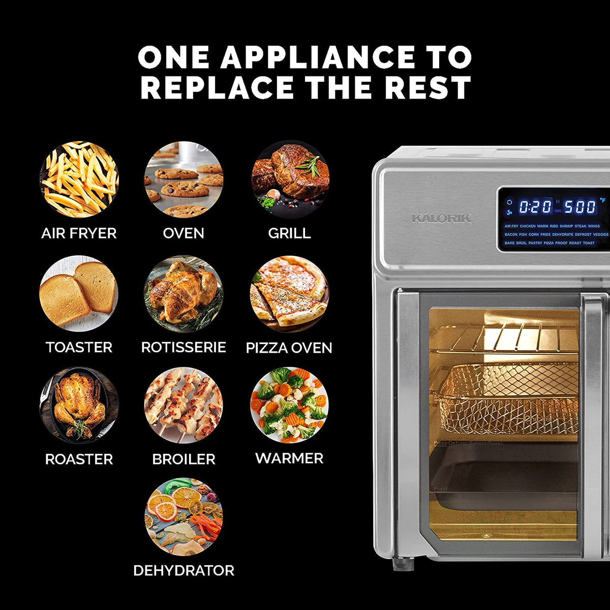 "Kalorik MAXX AFO 46045 SS Digital Air Fryer Oven 26 Quart Stainless Steel