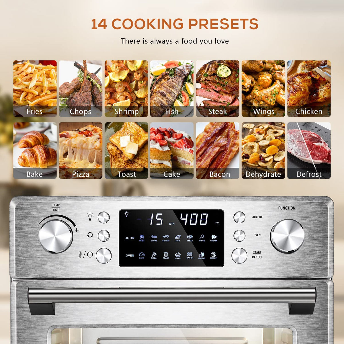 R.W.FLAME 26.4QT Air Fryer Oven, 2 in 1 Toaster Oven Combo,