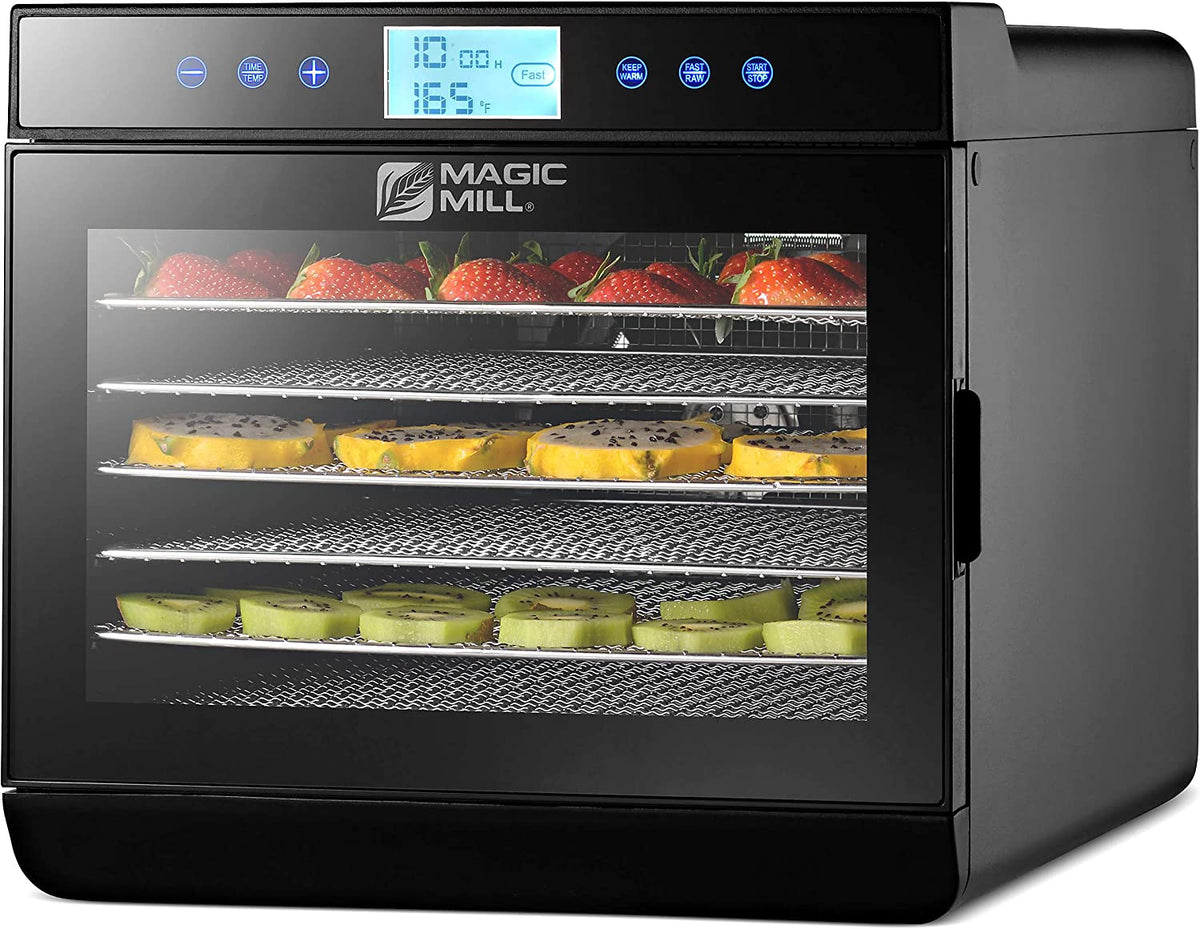 Magic Mill Food Dehydrator Machine - Easy 7 Trays Stainless Steel, Black