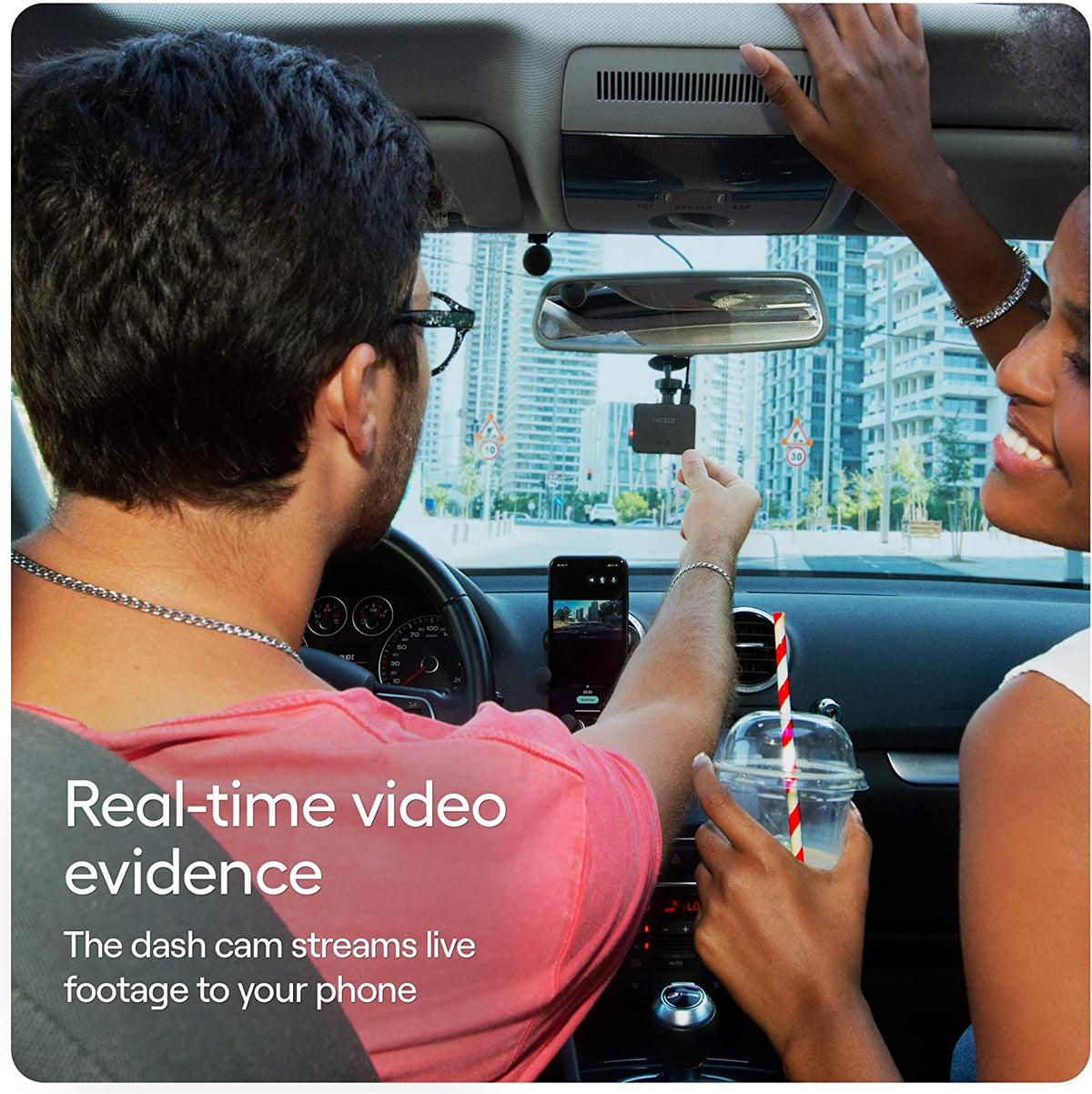 Nexar Beam GPS Dash Cam | HD Front | 2022 Model | 32 GB 32 GB, Black