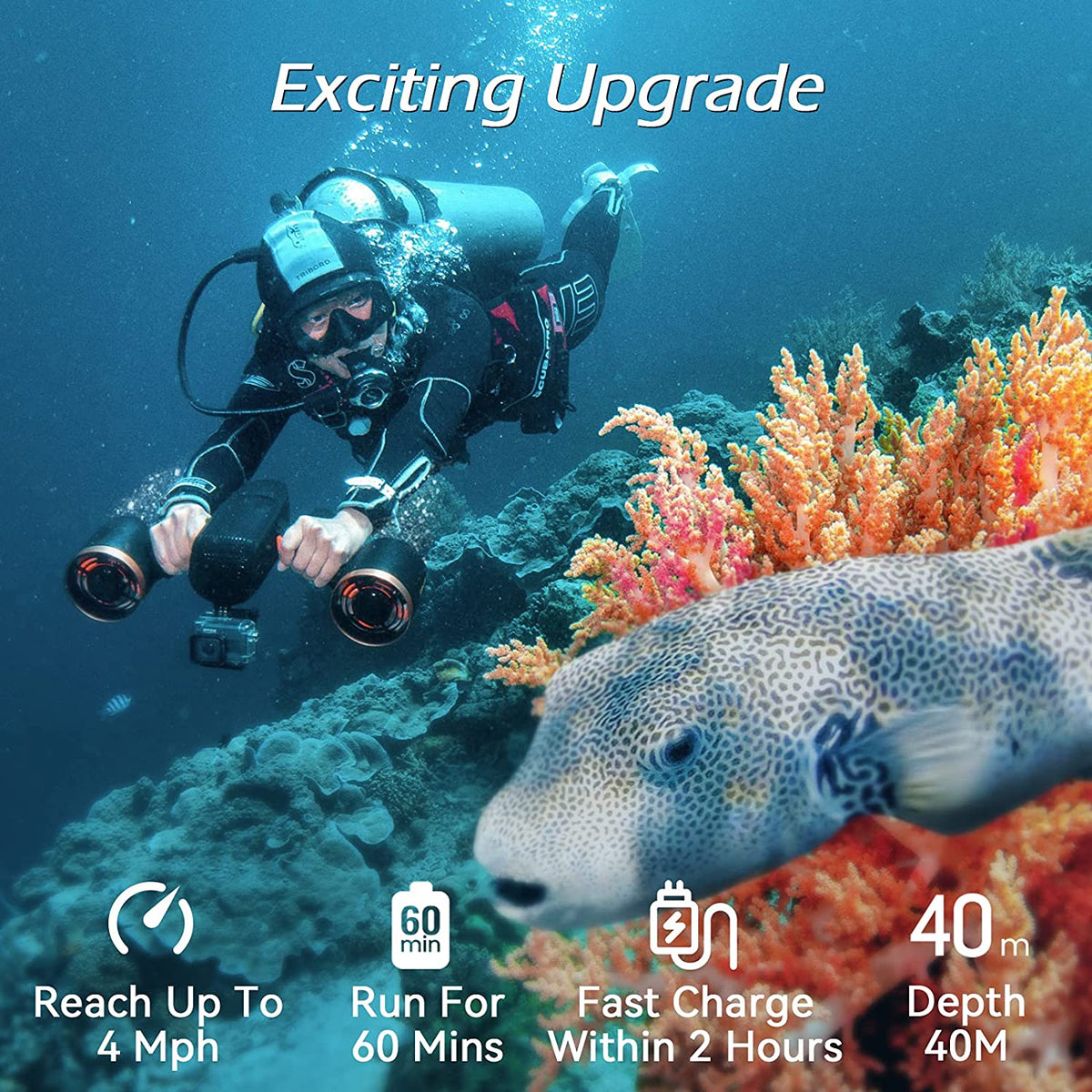 sublue WhiteShark Mix Underwater Scooter Dual Motors, mix pro White & Gold