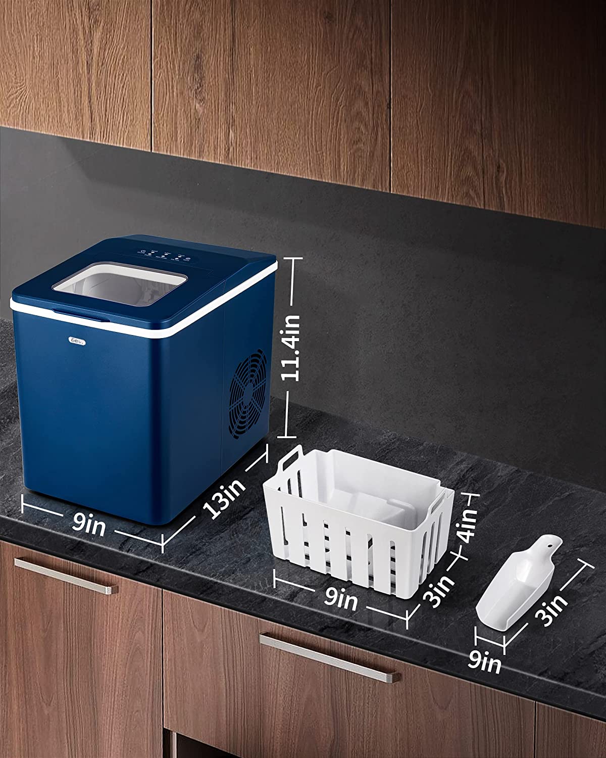 Gevi Household Ice Maker Machine | Countertop Icemaker with Self Blue