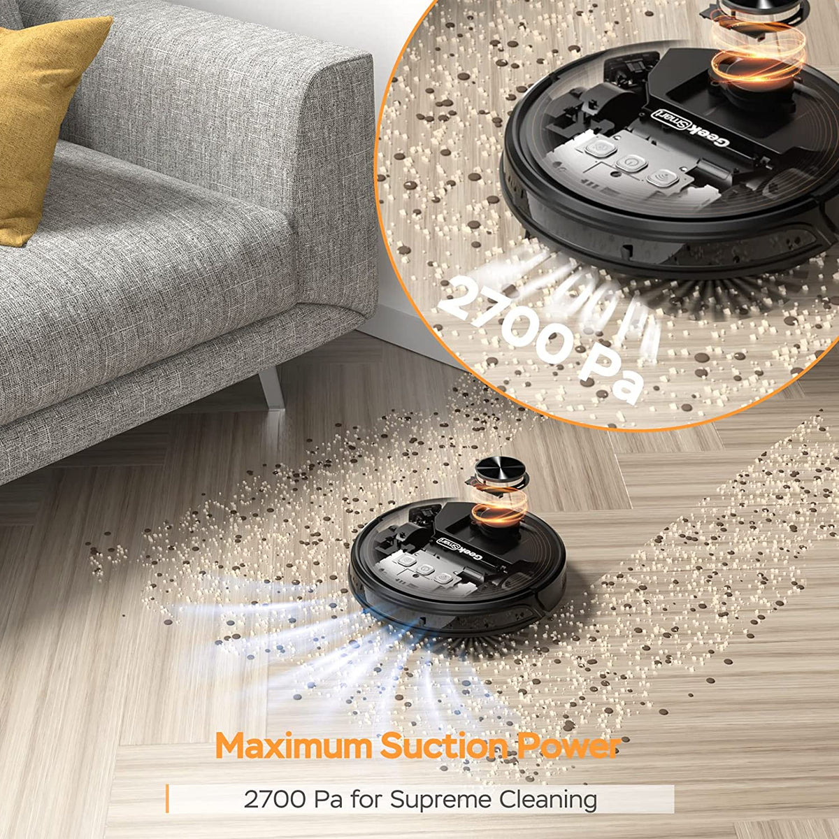 Geek Smart L8 Robot Vacuum Cleaner and Mop, LDS Navigation, Black&brown