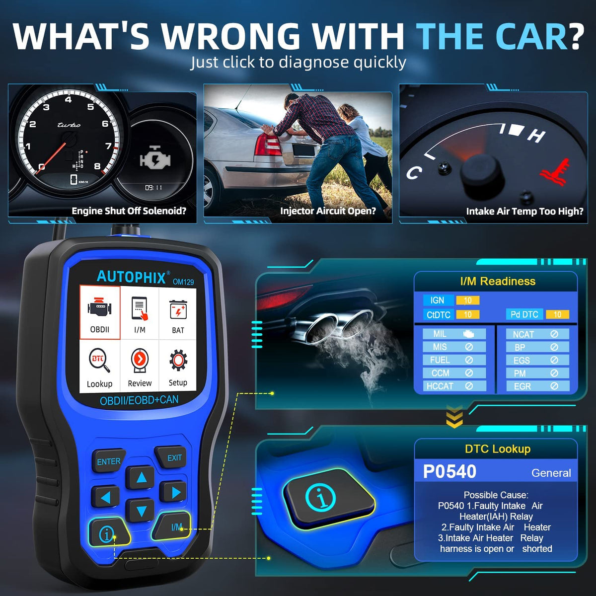 2023 Upgraded AUTOPHIX 2-in-1 OBD2 Scanner OM129 Battery Test Check Engine...