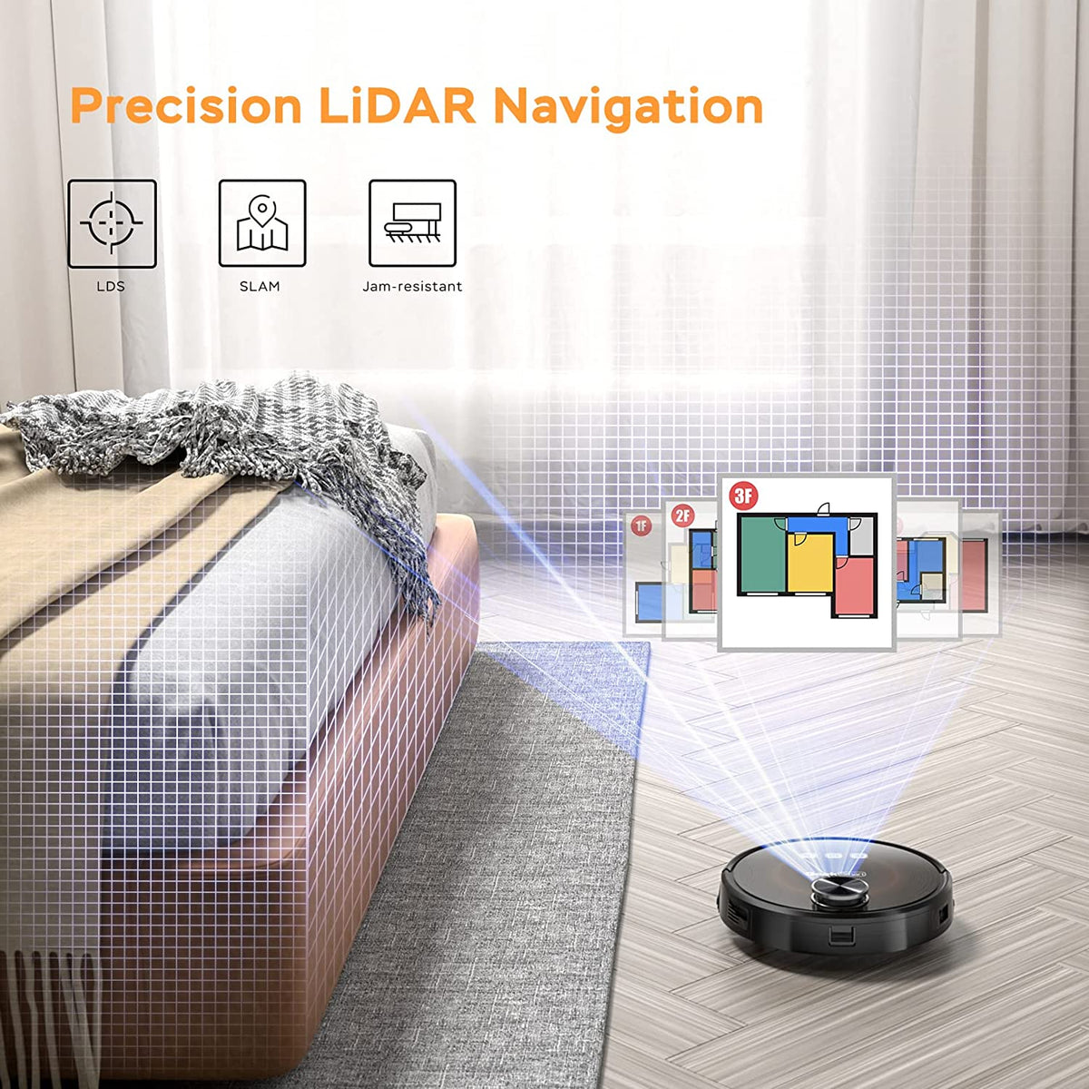 Geek Smart L8 Robot Vacuum Cleaner and Mop, LDS Navigation, Black&brown